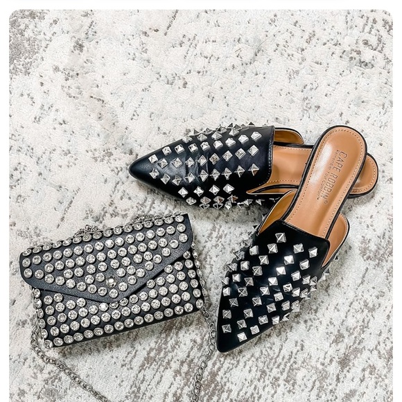 Black Studded Mules - Picture 1 of 3